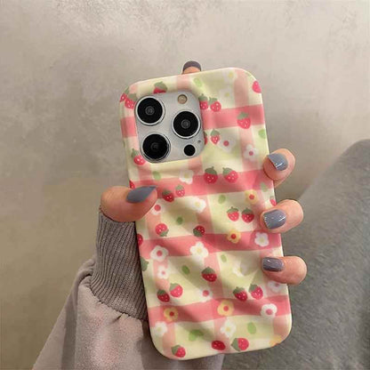 Cute Strawberry Flowers Phone Case for iPhone 11, 12, 13, 14 Pro Max - Touchy Style .