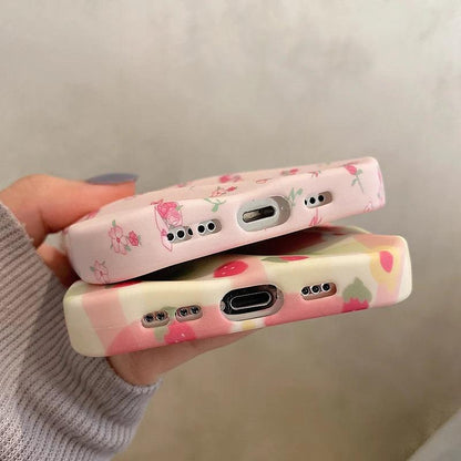 Cute Strawberry Flowers Phone Case for iPhone 11, 12, 13, 14 Pro Max - Touchy Style .