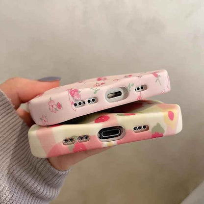 Cute Strawberry Flowers Phone Case for iPhone 11, 12, 13, 14 Pro Max - Touchy Style
