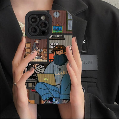 Cute Street Fashion Illustration Phone Case for iPhone 6, 7, 8, X, XR, 11, 12, 13, 14 Pro, XS Max, Mini Plus - Touchy Style .