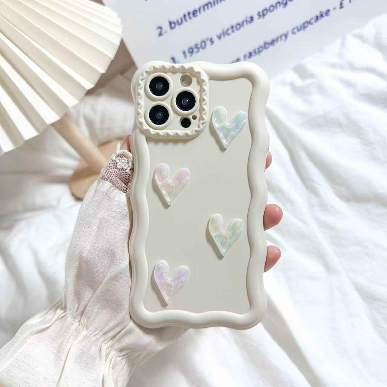 Cute Sweet Soft Laser Heart Phone Cases for iPhone 11 Pro Max, 12, 13, and 14 - Touchy Style