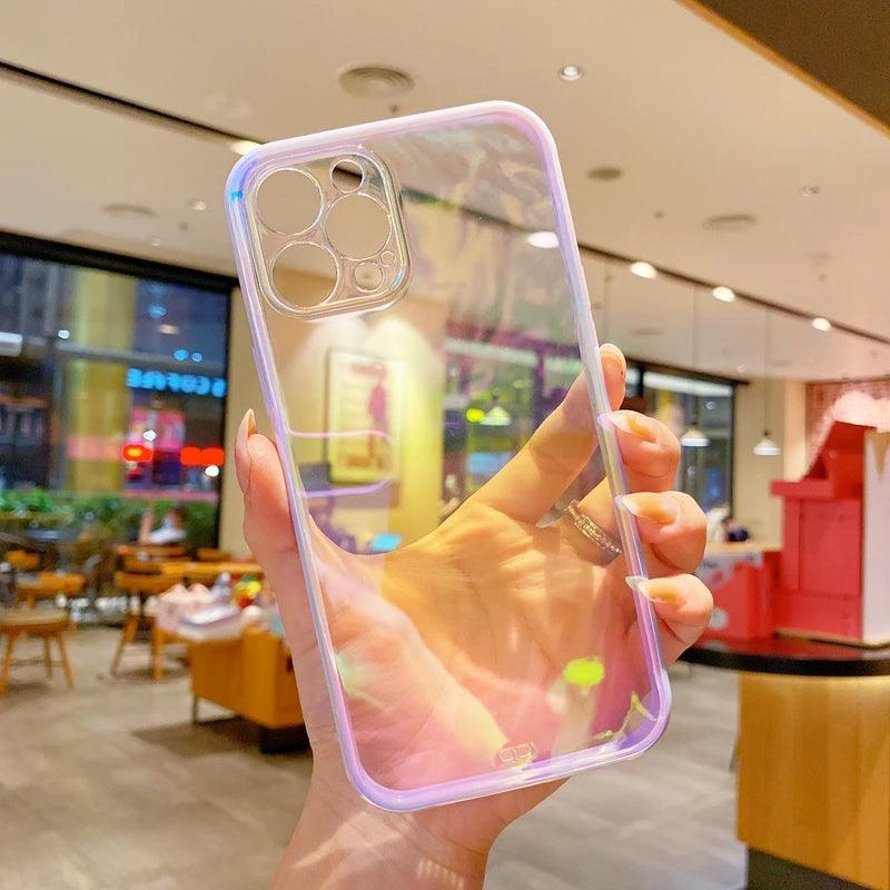 Cute Transparent Rainbow Gradient Phone Case Cover for iPhone 14, 13, 12, 11 Pro Max, X, XR, XS Max, 7, 8 Plus - Touchy Style .
