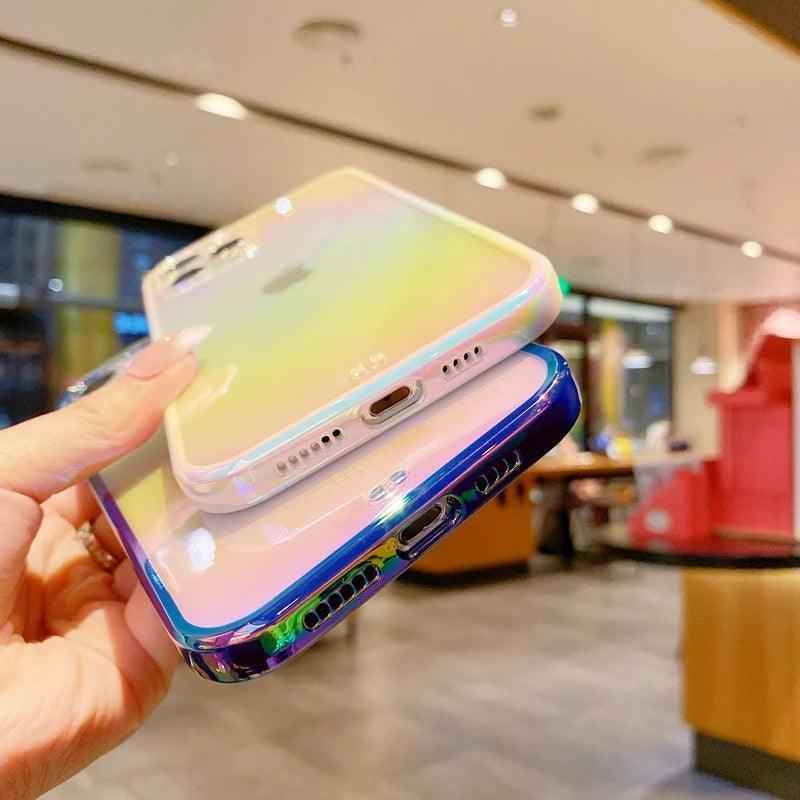 Cute Transparent Rainbow Gradient Phone Case Cover for iPhone 14, 13, 12, 11 Pro Max, X, XR, XS Max, 7, 8 Plus - Touchy Style .