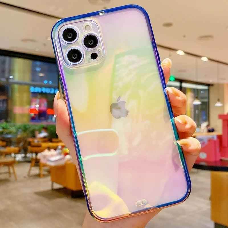 Cute Transparent Rainbow Gradient Phone Case Cover for iPhone 14, 13, 12, 11 Pro Max, X, XR, XS Max, 7, 8 Plus - Touchy Style