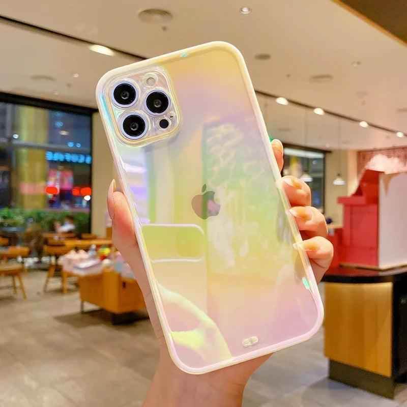 Cute Transparent Rainbow Gradient Phone Case Cover for iPhone 14, 13, 12, 11 Pro Max, X, XR, XS Max, 7, 8 Plus - Touchy Style .