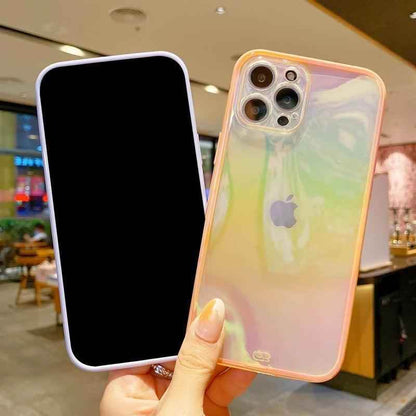 Cute Transparent Rainbow Gradient Phone Case Cover for iPhone 14, 13, 12, 11 Pro Max, X, XR, XS Max, 7, 8 Plus - Touchy Style .