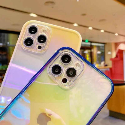 Cute Transparent Rainbow Gradient Phone Case Cover for iPhone 14, 13, 12, 11 Pro Max, X, XR, XS Max, 7, 8 Plus - Touchy Style .