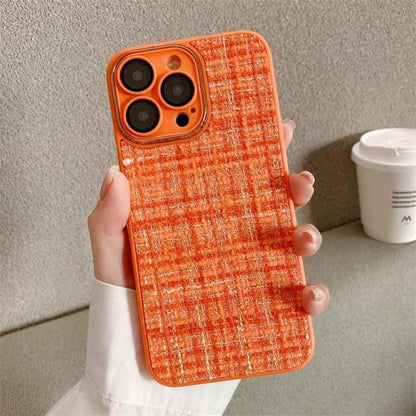 Cute Tweed Fabric Lattice Phone Case Cover for iPhone 14, 13, 12, and 11 Pro Max - Touchy Style .