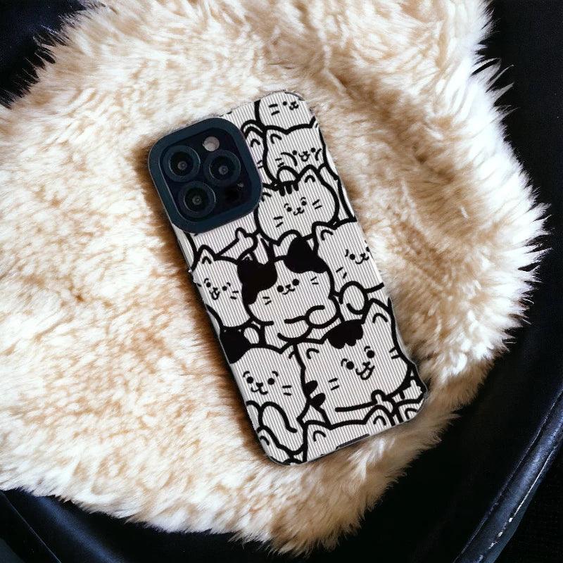 Cute White Funny Cat Phone Case Cover for iPhone 14, 13 Pro Max, 12, 11, X, XS, XR, 8 Plus, 7, 6, Mini - Touchy Style