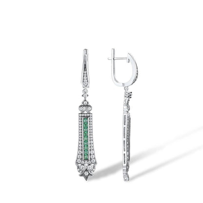 DB201 Charm Jewelry - 925 Sterling Silver Spinel Cubic Zirconia Long Earrings - Touchy Style .