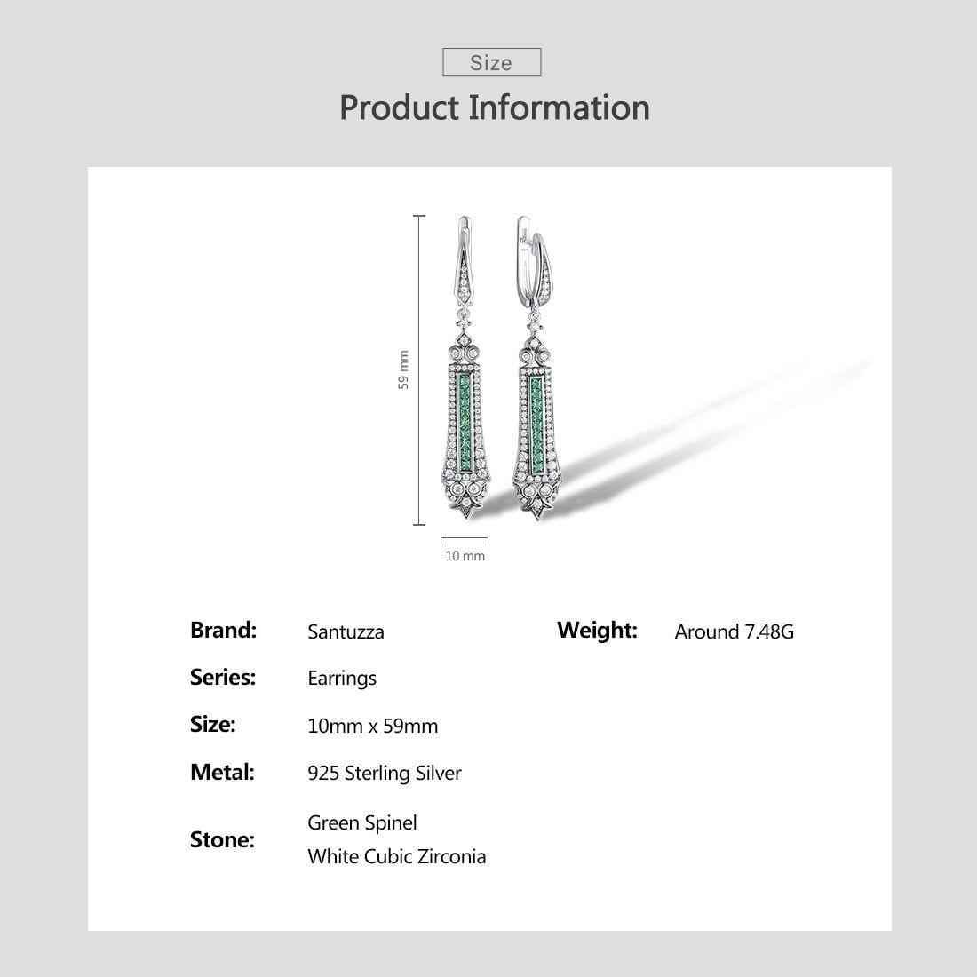 DB201 Charm Jewelry - 925 Sterling Silver Spinel Cubic Zirconia Long Earrings - Touchy Style