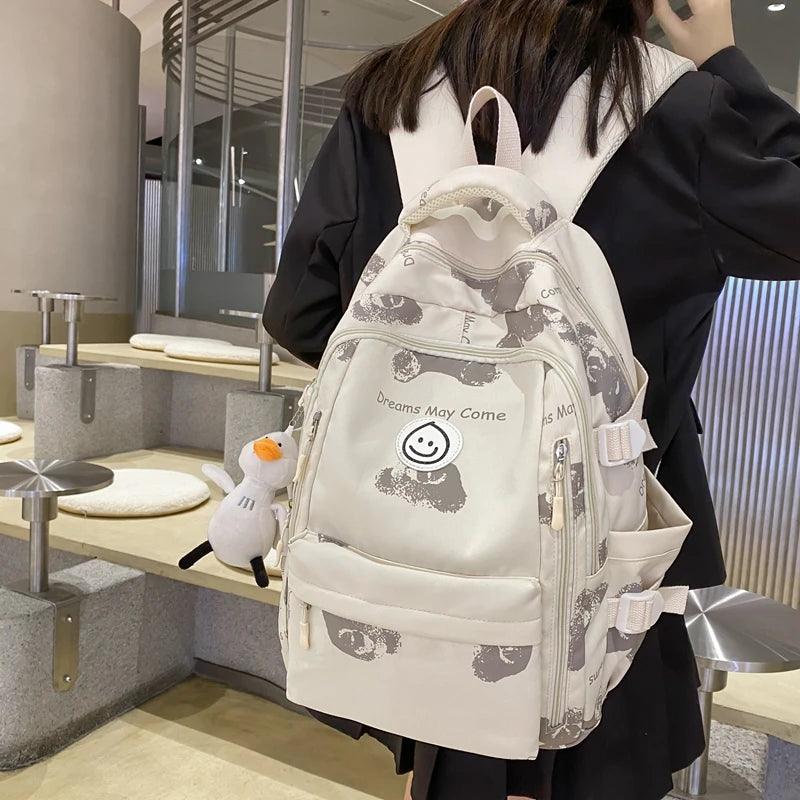 Double Zipper Trendy School Bag - Laptop Cool Backpack For Women - GCBRA49 - Touchy Style