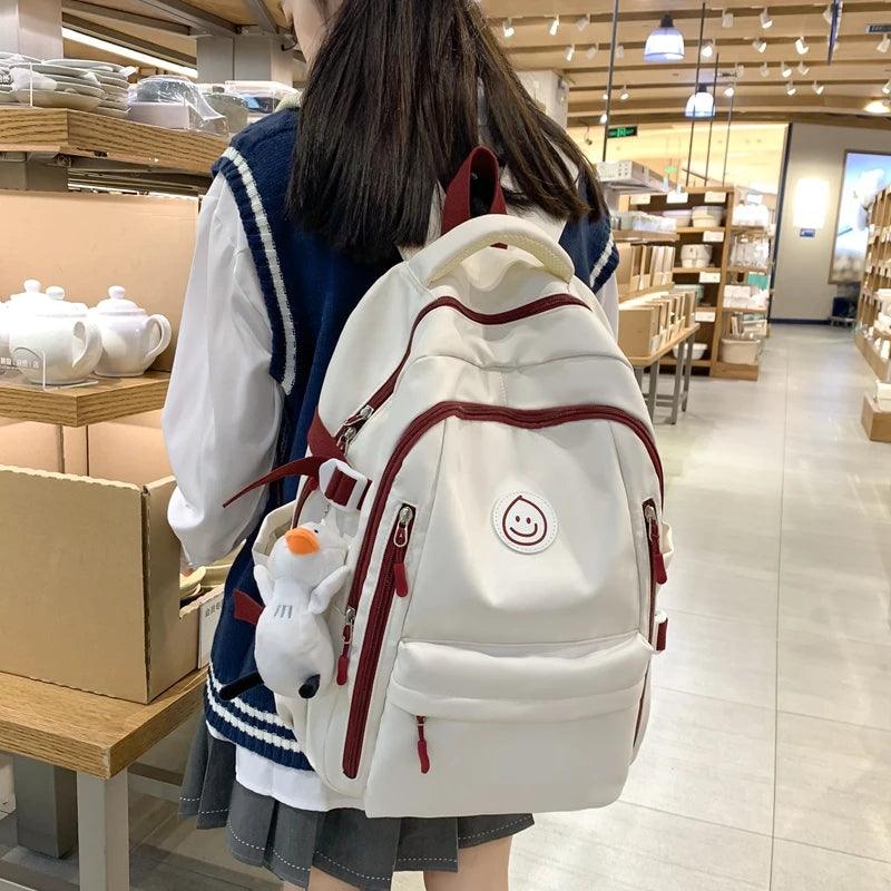 Double Zipper Trendy School Bag - Laptop Cool Backpack For Women - GCBRA49 - Touchy Style