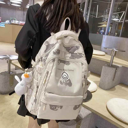 Double Zipper Trendy School Bag - Laptop Cool Backpack For Women - GCBRA49 - Touchy Style