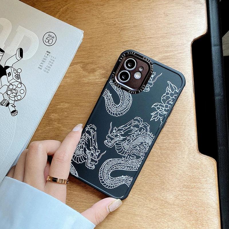 Dragon Big Paint Cute Phone Cases For iPhone 15, 14, 13, 12, 11, Pro X XS Max XR 8 Plus - Touchy Style .