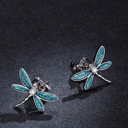 Dragonfly Earrings Charm Jewelry - 925 Sterling Silver (GX300) - Touchy Style .