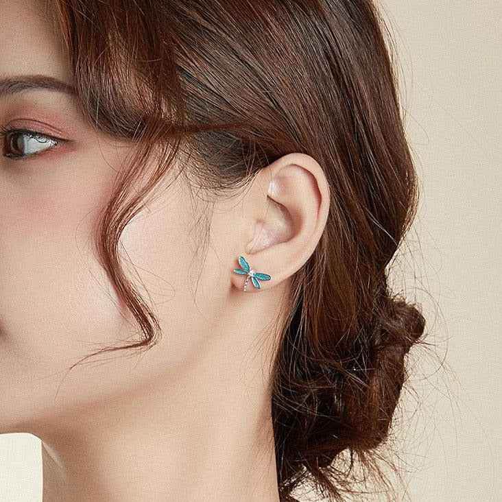 Dragonfly Earrings Charm Jewelry - 925 Sterling Silver (GX300) - Touchy Style