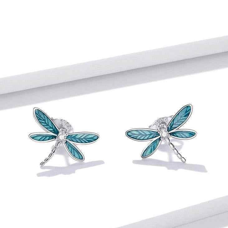 Dragonfly Earrings Charm Jewelry - 925 Sterling Silver (GX300) - Touchy Style