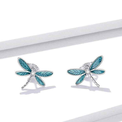Dragonfly Earrings Charm Jewelry - 925 Sterling Silver (GX300) - Touchy Style