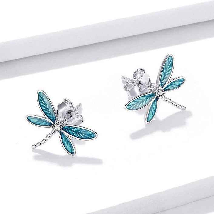 Dragonfly Earrings Charm Jewelry - 925 Sterling Silver (GX300) - Touchy Style