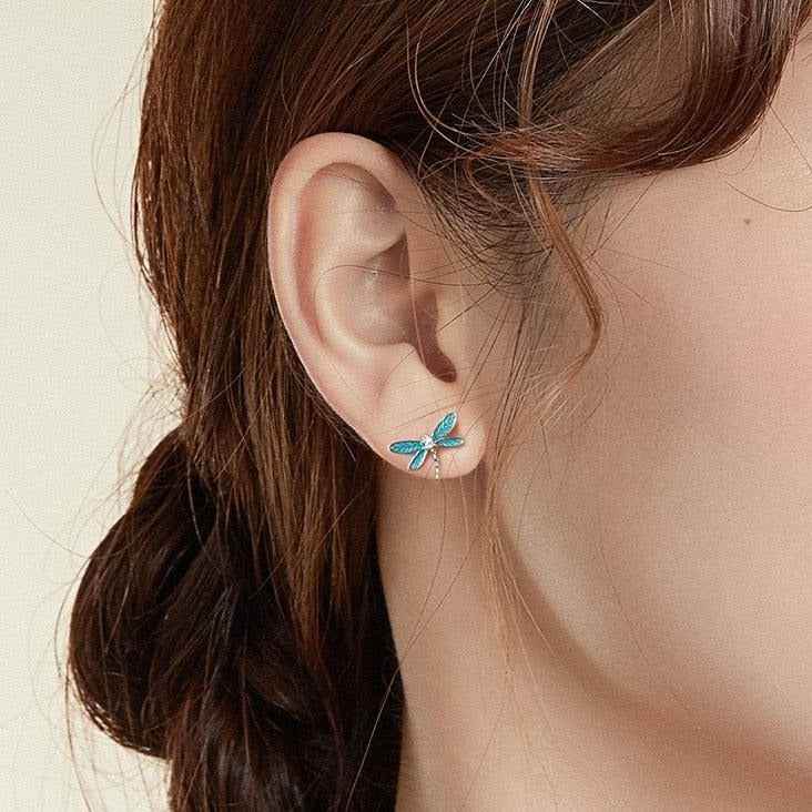 Dragonfly Earrings Charm Jewelry - 925 Sterling Silver (GX300) - Touchy Style