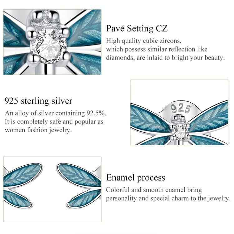 Dragonfly Earrings Charm Jewelry - 925 Sterling Silver (GX300) - Touchy Style .