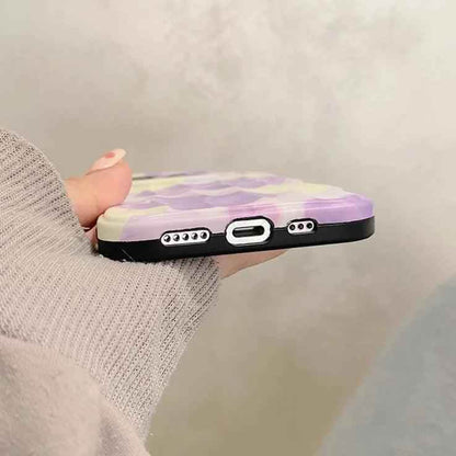 Dream Purple Heart Pattern Wave Cute Phone Case for iPhone 11-15 Pro Max - Touchy Style