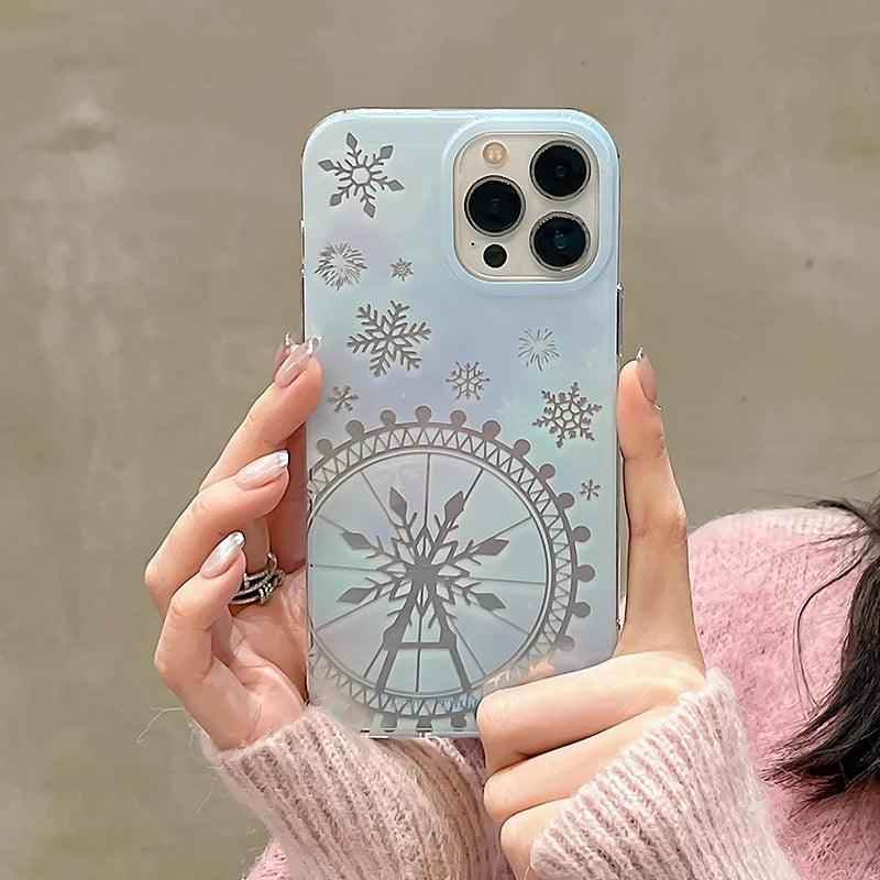 Dreamy Snowflake Cute Phone Case for iPhones 11, 12, 13, 14, 15 Pro Max, and 15 Plus - KBCPC234 Design - Touchy Style