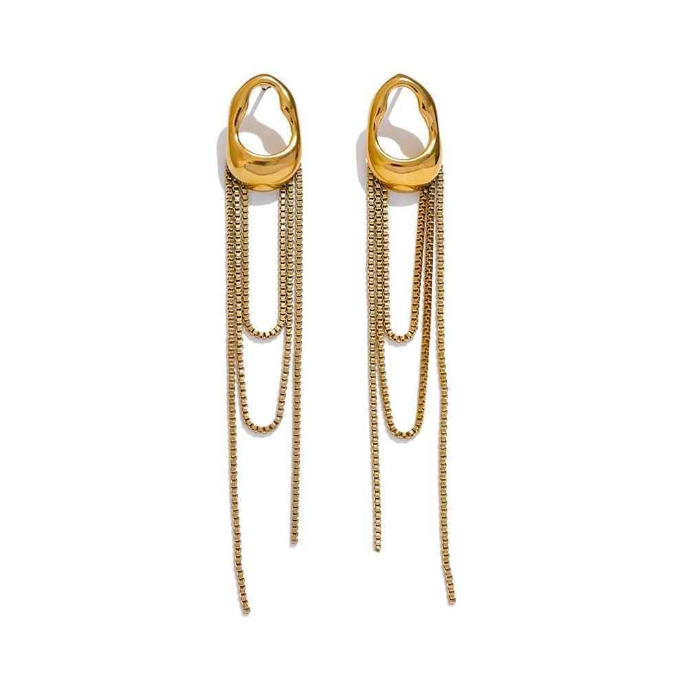 Drop Dangle Earrings Charm Jewelry - Geometric Tassel Chain - TSJ37 - Touchy Style