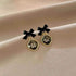 Drop Earrings Charm Jewelry ECJTX13 Black Bow Geometric Square Grey Crystal Gem - Touchy Style