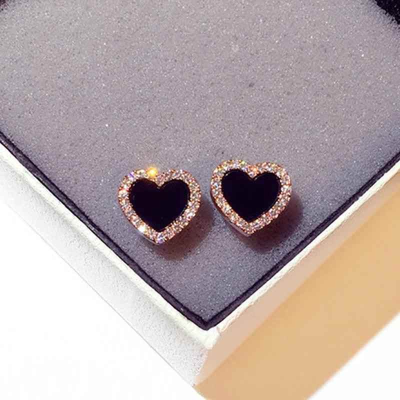 Drop Earrings Charm Jewelry ECJTX13 Black Bow Geometric Square Grey Crystal Gem - Touchy Style
