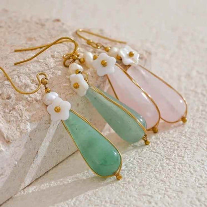 Drop Earrings Charm Jewelry - Natural Stone - Stainless Steel - TSJ38 - Touchy Style