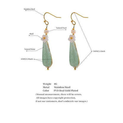 Drop Earrings Charm Jewelry - Natural Stone - Stainless Steel - TSJ38 - Touchy Style