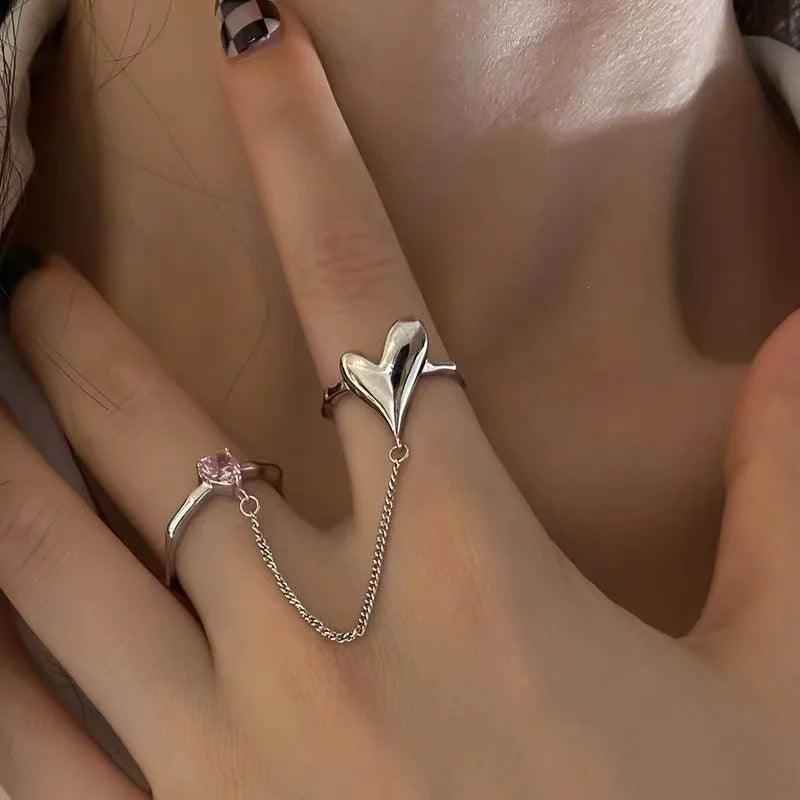 DV213 Silver Color Hearts Shape Sparkling Zircon Rings: Charm Jewelry - Touchy Style