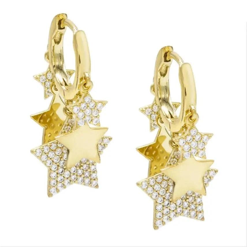 Earring Charm Jewelry Accessories Gold Star Hoop Metal 14K Copper YOS0312 - Touchy Style