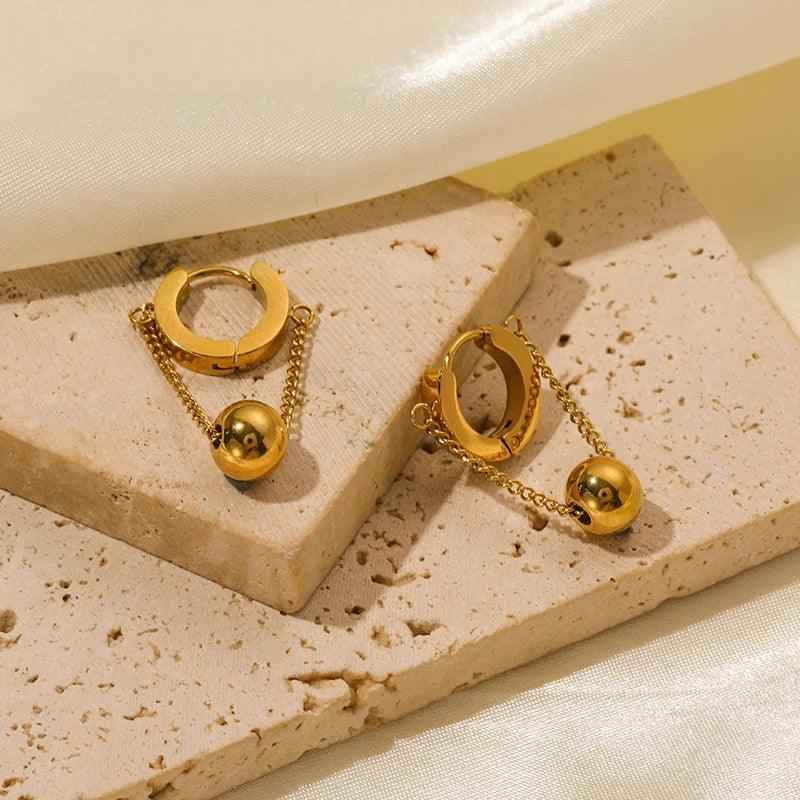 Earring Charm Jewelry Metal Twist Unusual Stainless Steel 18K Texture Gold Color YOS0333 - Touchy Style