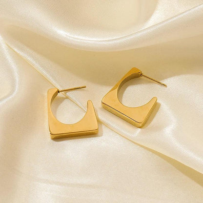 Earring Charm Jewelry Metal Twist Unusual Stainless Steel 18K Texture Gold Color YOS0333 - Touchy Style