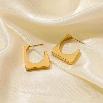Earring Charm Jewelry Metal Twist Unusual Stainless Steel 18K Texture Gold Color YOS0333 - Touchy Style