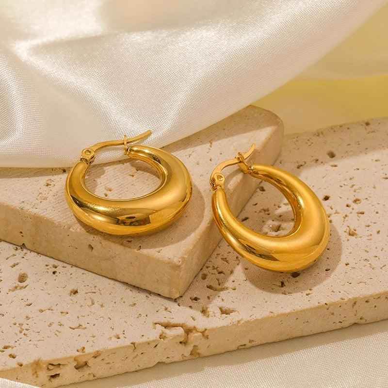 Earring Charm Jewelry Metal Twist Unusual Stainless Steel 18K Texture Gold Color YOS0333 - Touchy Style