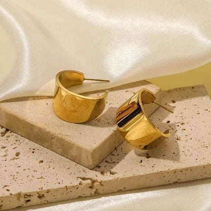 Earring Charm Jewelry Metal Twist Unusual Stainless Steel 18K Texture Gold Color YOS0333 - Touchy Style