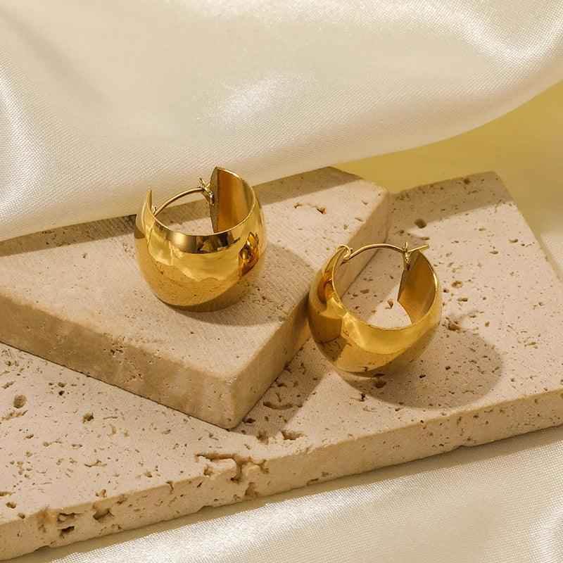Earring Charm Jewelry Metal Twist Unusual Stainless Steel 18K Texture Gold Color YOS0333 - Touchy Style