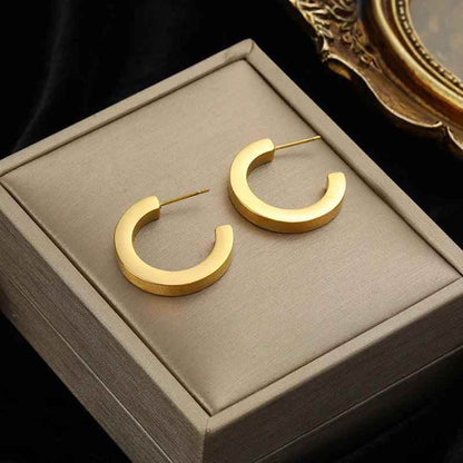 Earring Charm Jewelry Metal Twist Unusual Stainless Steel 18K Texture Gold Color YOS0333 - Touchy Style