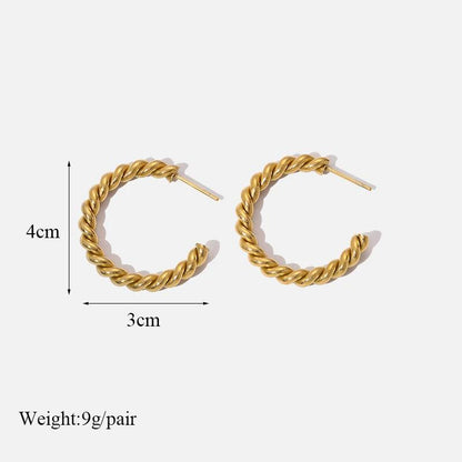 Earring Charm Jewelry Metal Twist Unusual Stainless Steel 18K Texture Gold Color YOS0333 - Touchy Style