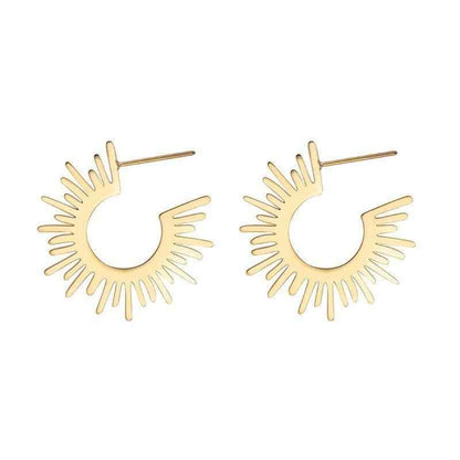 Earring Charm Jewelry Stainless Steel Metal Geometric Gold Color 18 K Texture YOS1113 - Touchy Style