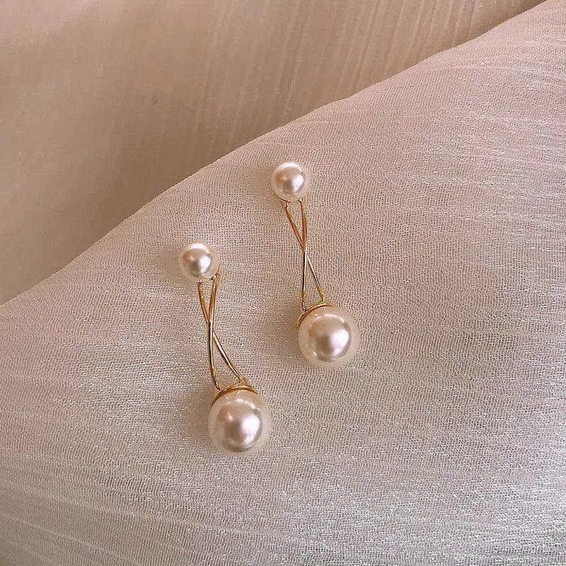 Earrings Charm Jewelry Double Pearl Fashion 