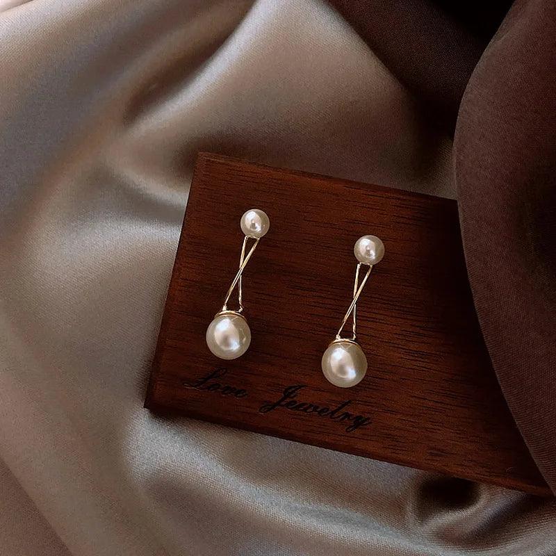 Earrings Charm Jewelry Double Pearl Fashion 