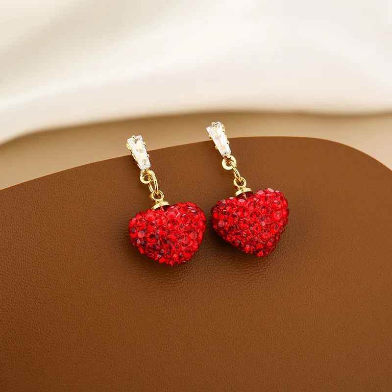Earrings Charm Jewelry ECJTXY48 Red Heart Pendant Accessories - Touchy Style
