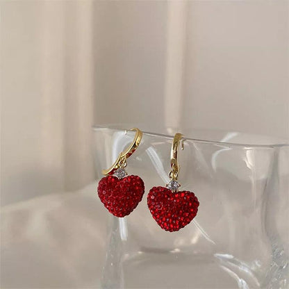 Earrings Charm Jewelry ECJTXY48 Red Heart Pendant Accessories - Touchy Style .