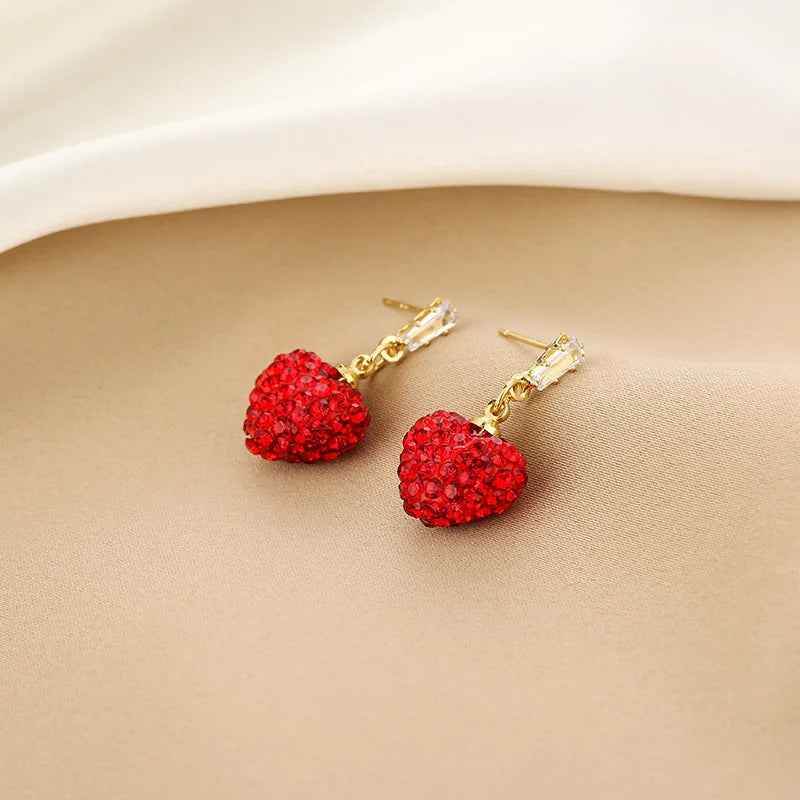 Earrings Charm Jewelry ECJTXY48 Red Heart Pendant Accessories - Touchy Style