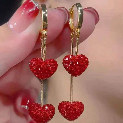 Earrings Charm Jewelry ECJTXY48 Red Heart Pendant Accessories - Touchy Style